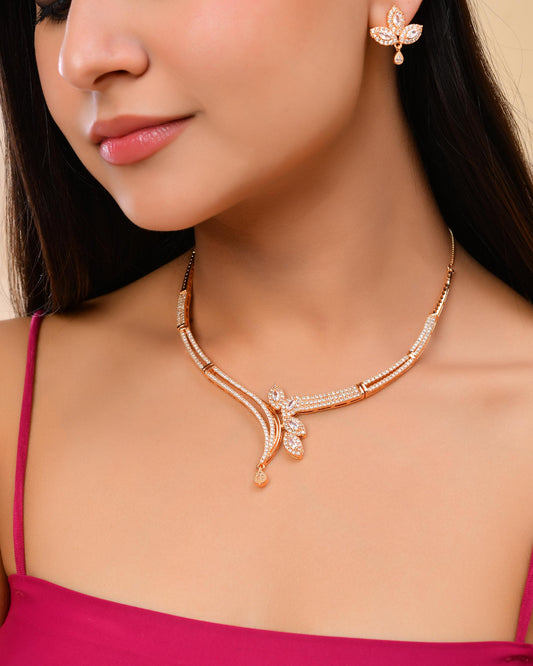 VOJ Gold-Polished Designer Ad Studded Jewellery Set - Swadesiicart