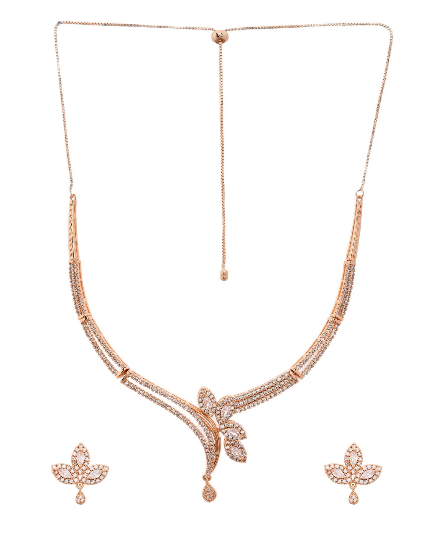 VOJ Gold-Polished Designer Ad Studded Jewellery Set - Swadesiicart