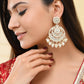 VOJ Gold-Polished Kundan And Pearl Studded Circular Earrings - Swadesiicart
