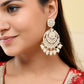 VOJ Gold-Polished Kundan And Pearl Studded Circular Earrings - Swadesiicart