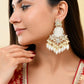 VOJ Gold-Polished Kundan Studded Pearl Drop Earrings - Swadesiicart
