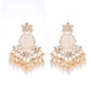 VOJ Gold-Polished Kundan Studded Pearl Drop Earrings - Swadesiicart