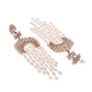 VOJ Kundan Studded White Pearl Long Drop Earrings - Swadesiicart