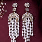 VOJ Kundan Studded White Pearl Long Drop Earrings - Swadesiicart