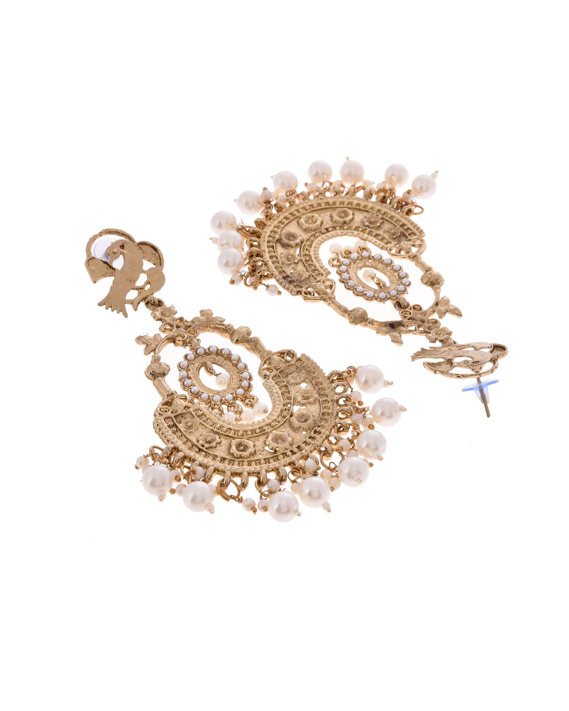 VOJ Copper Plated Designer Long Drop Earrings - Swadesiicart