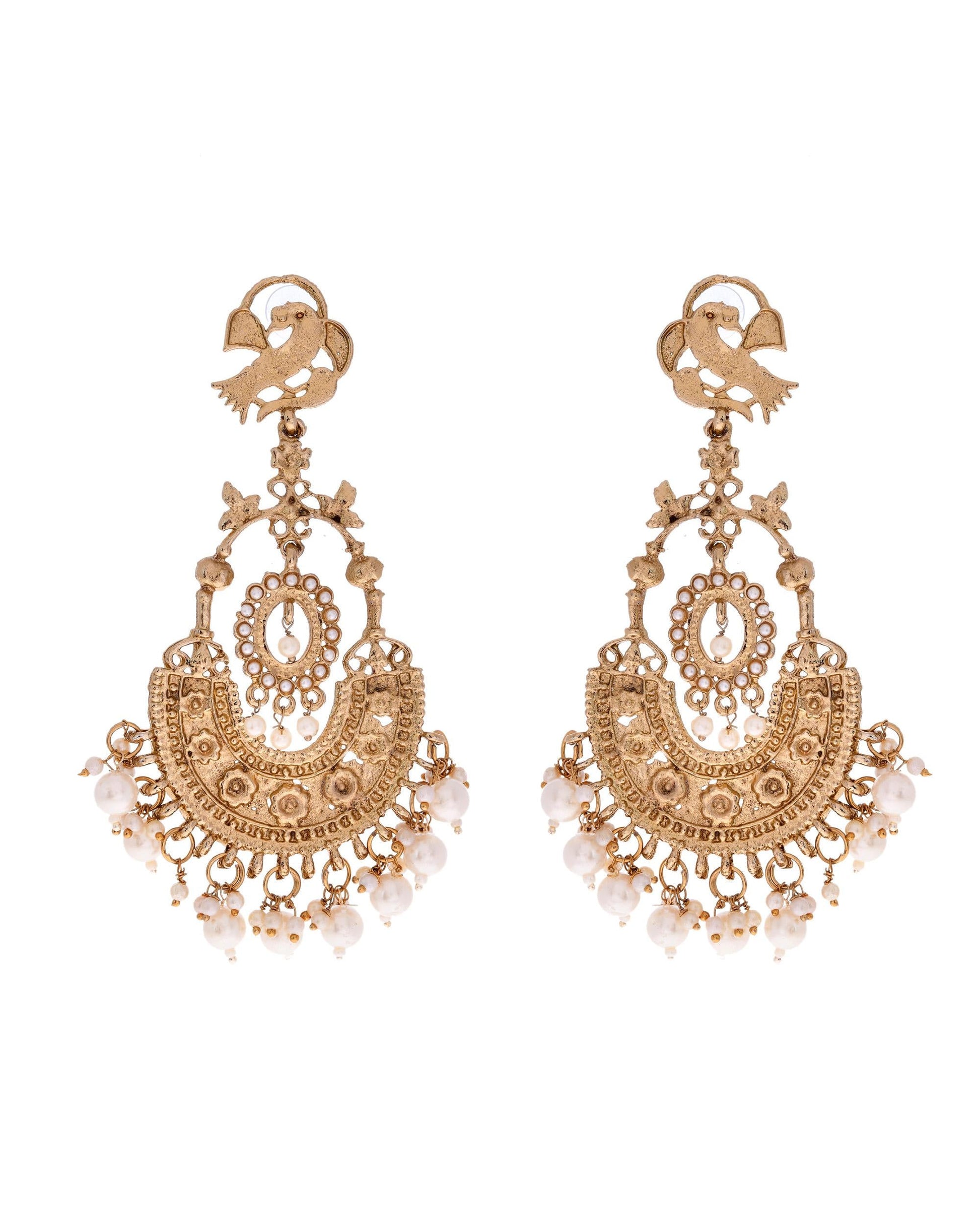 VOJ Copper Plated Designer Long Drop Earrings - Swadesiicart