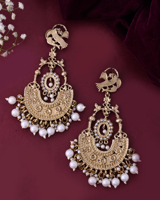 VOJ Copper Plated Designer Long Drop Earrings - Swadesiicart