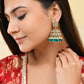VOJ Gold-Polished Stone Studded Dome Shaped Jhumkas - Swadesiicart