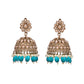 VOJ Gold-Polished Stone Studded Dome Shaped Jhumkas - Swadesiicart