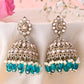 VOJ Gold-Polished Stone Studded Dome Shaped Jhumkas - Swadesiicart