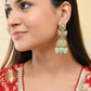 VOJ Mint Green Stone Studded Gold-Polished Jhumkas - Swadesiicart