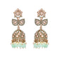 VOJ Mint Green Stone Studded Gold-Polished Jhumkas - Swadesiicart