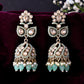 VOJ Mint Green Stone Studded Gold-Polished Jhumkas - Swadesiicart