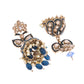 VOJ Blue Stone Studded Gold-Polished Jhumkas - Swadesiicart