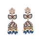 VOJ Blue Stone Studded Gold-Polished Jhumkas - Swadesiicart