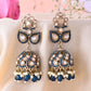 VOJ Blue Stone Studded Gold-Polished Jhumkas - Swadesiicart
