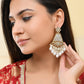 VOJ Gold-Polished Kundan Studded Contemporary Earrings - Swadesiicart