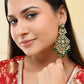 VOJ Green Stone Studded Gold-Polished Square Shaped Earrings - Swadesiicart