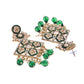 VOJ Green Stone Studded Gold-Polished Square Shaped Earrings - Swadesiicart