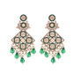VOJ Green Stone Studded Gold-Polished Square Shaped Earrings - Swadesiicart