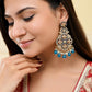 VOJ Blue Stone Studded Gold-Polished Crescent Shaped Earrings - Swadesiicart