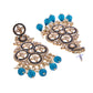 VOJ Blue Stone Studded Gold-Polished Crescent Shaped Earrings - Swadesiicart