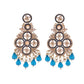 VOJ Blue Stone Studded Gold-Polished Crescent Shaped Earrings - Swadesiicart