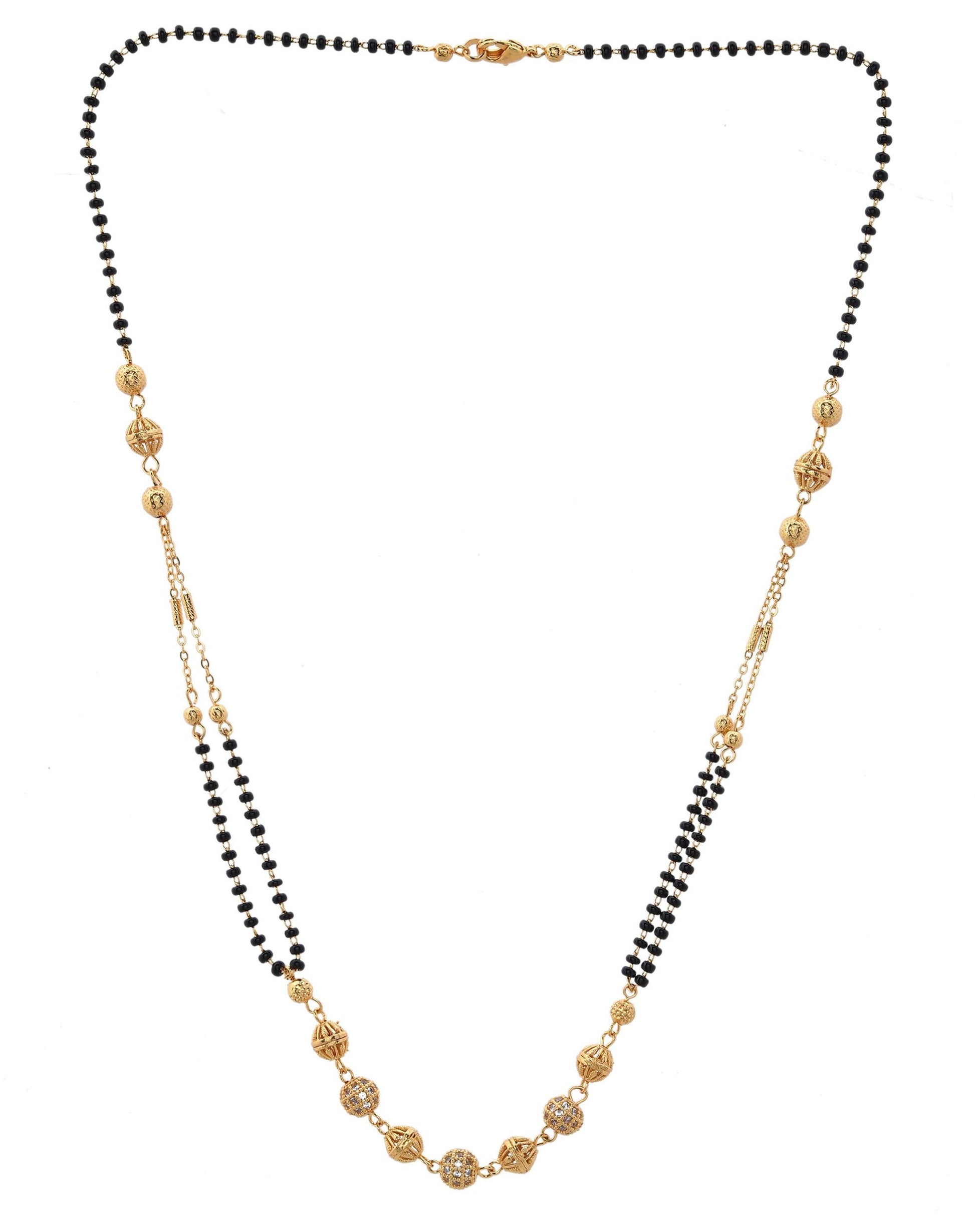 VOJ Gold-Polished Ad Stone Studded Multi Layer Mangalsutra - Swadesiicart