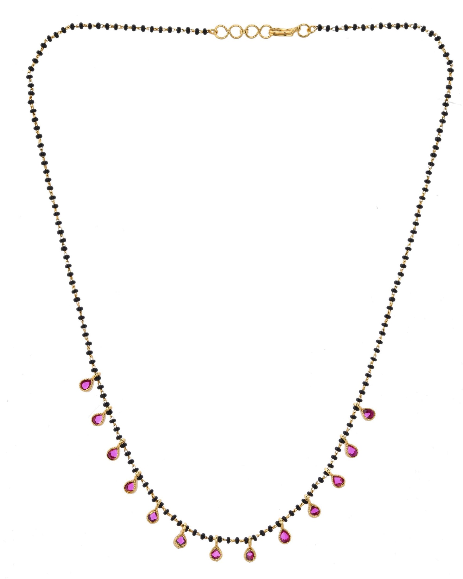 VOJ Gold-Polished Ad Studded Drop Shaped Mangalsutra - Swadesiicart