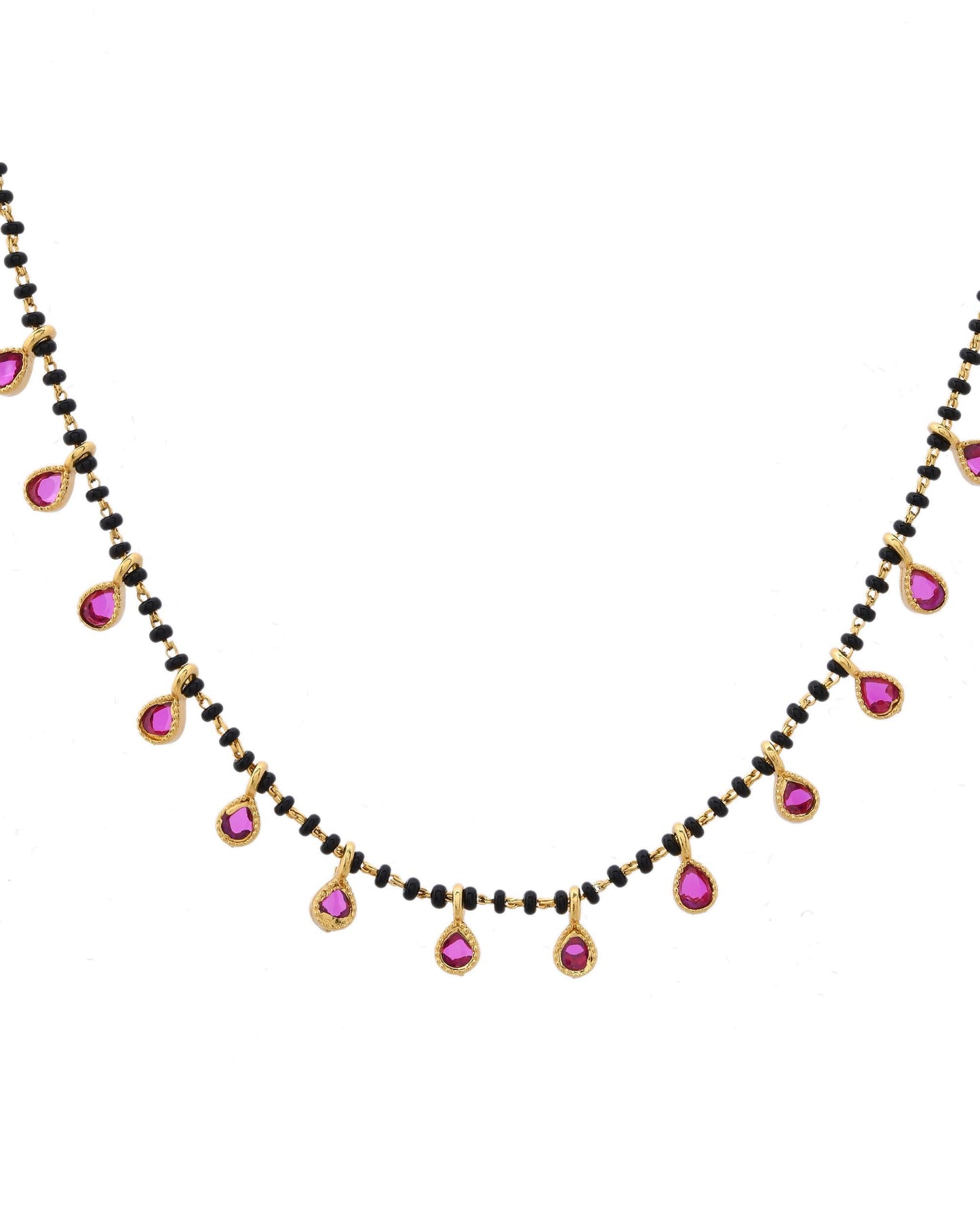 VOJ Gold-Polished Ad Studded Drop Shaped Mangalsutra - Swadesiicart