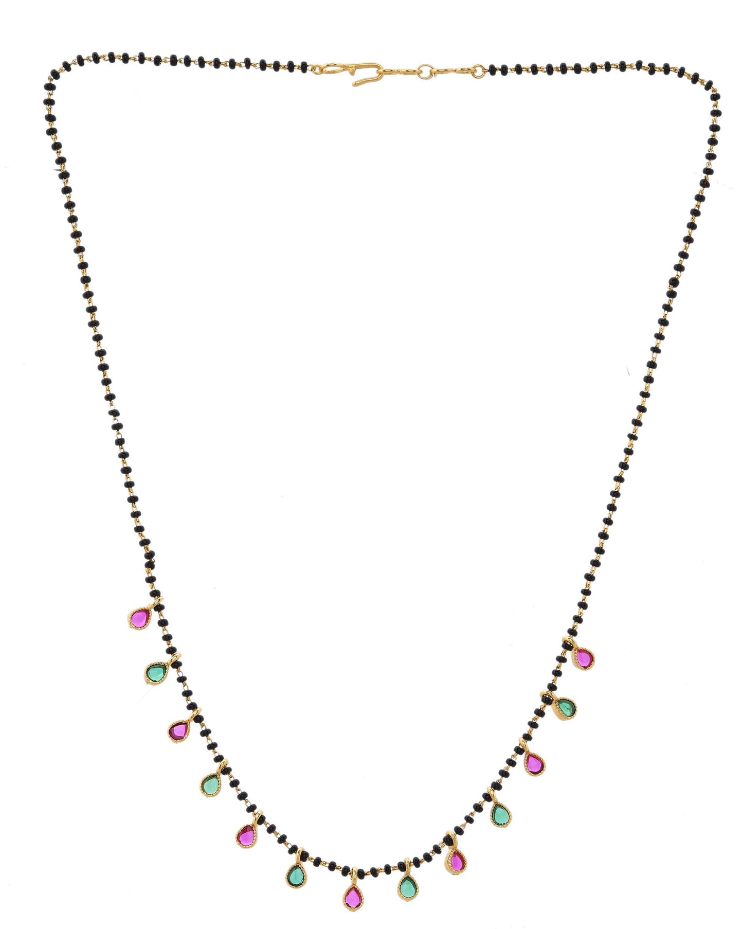 VOJ Gold-Polished Ad Studded Drop Shaped Mangalsutra - Swadesiicart
