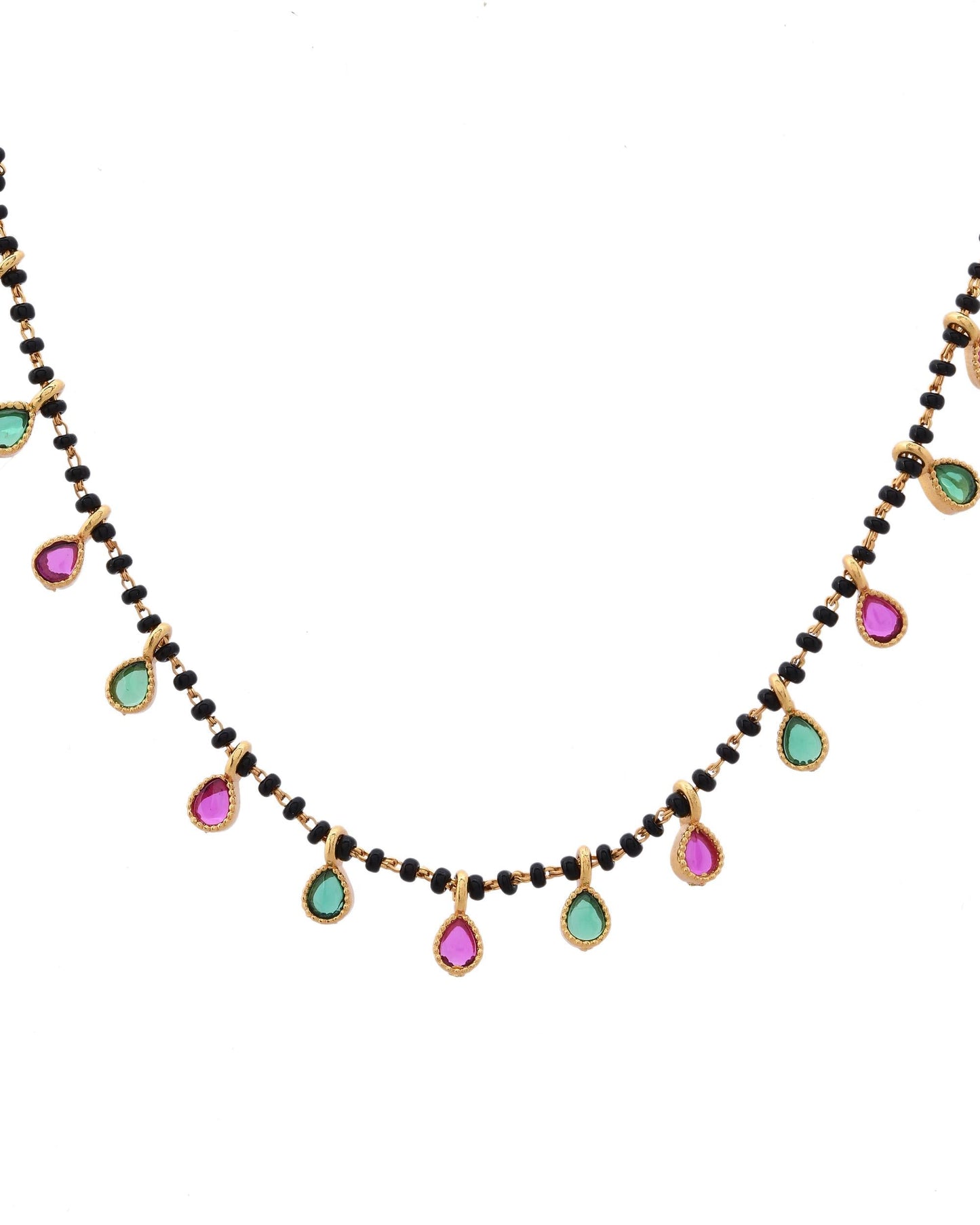 VOJ Gold-Polished Ad Studded Drop Shaped Mangalsutra - Swadesiicart