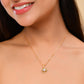 VOJ Gold-Polished Flower Shaped Ad Studded Pendant With Chain - Swadesiicart