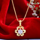 VOJ Gold-Polished Flower Shaped Ad Studded Pendant With Chain - Swadesiicart
