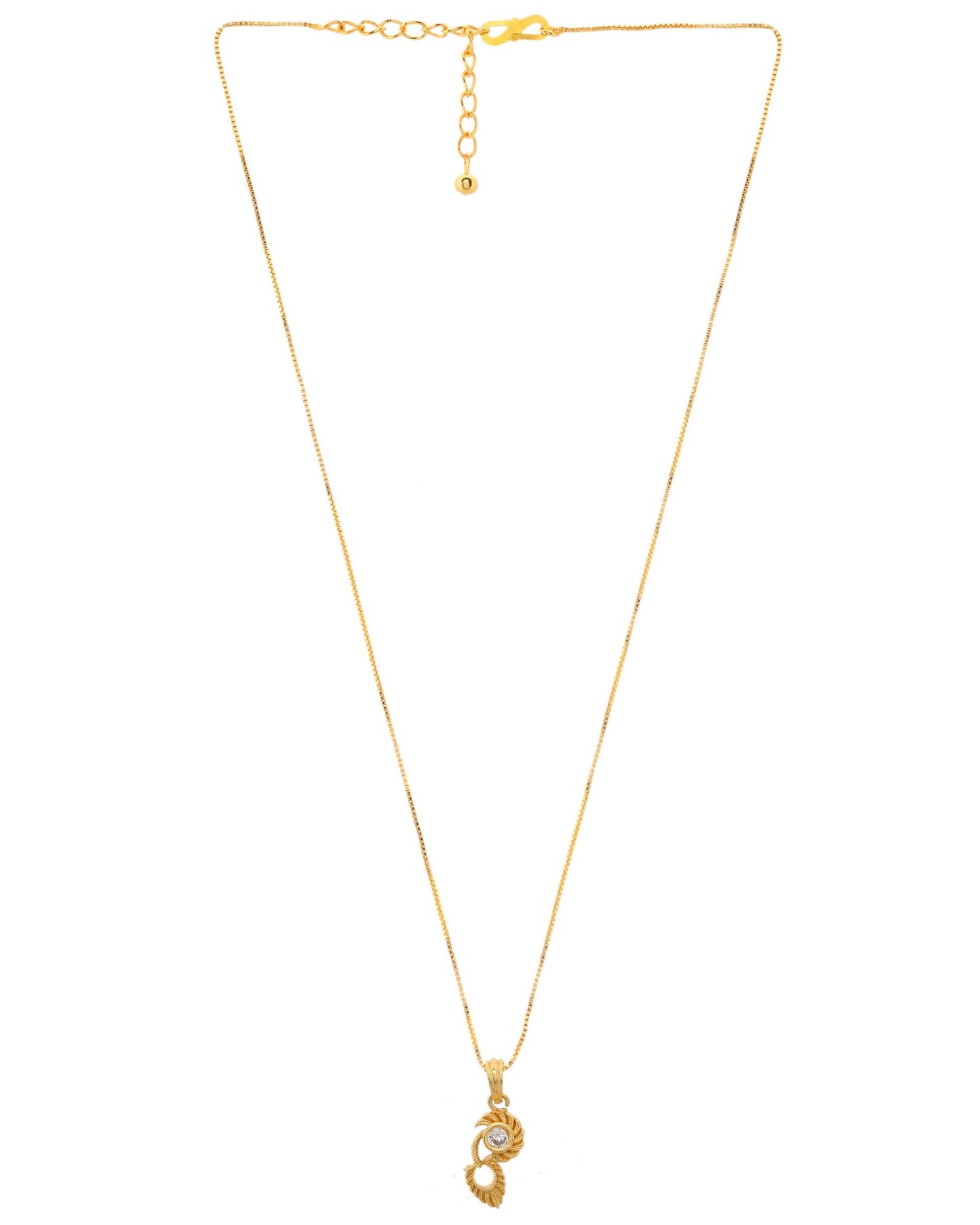 VOJ Gold-Polished Designer Ad Studded Pendant With Chain - Swadesiicart