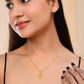 VOJ Gold-Polished Plant Shaped Ad Studded Pendant With Chain - Swadesiicart