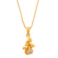 VOJ Gold-Polished Plant Shaped Ad Studded Pendant With Chain - Swadesiicart