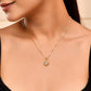 VOJ Gold-Polished Flower Shaped AD Studded Pandent With Chain - Swadesiicart