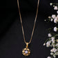 VOJ Gold-Polished Flower Shaped AD Studded Pandent With Chain - Swadesiicart