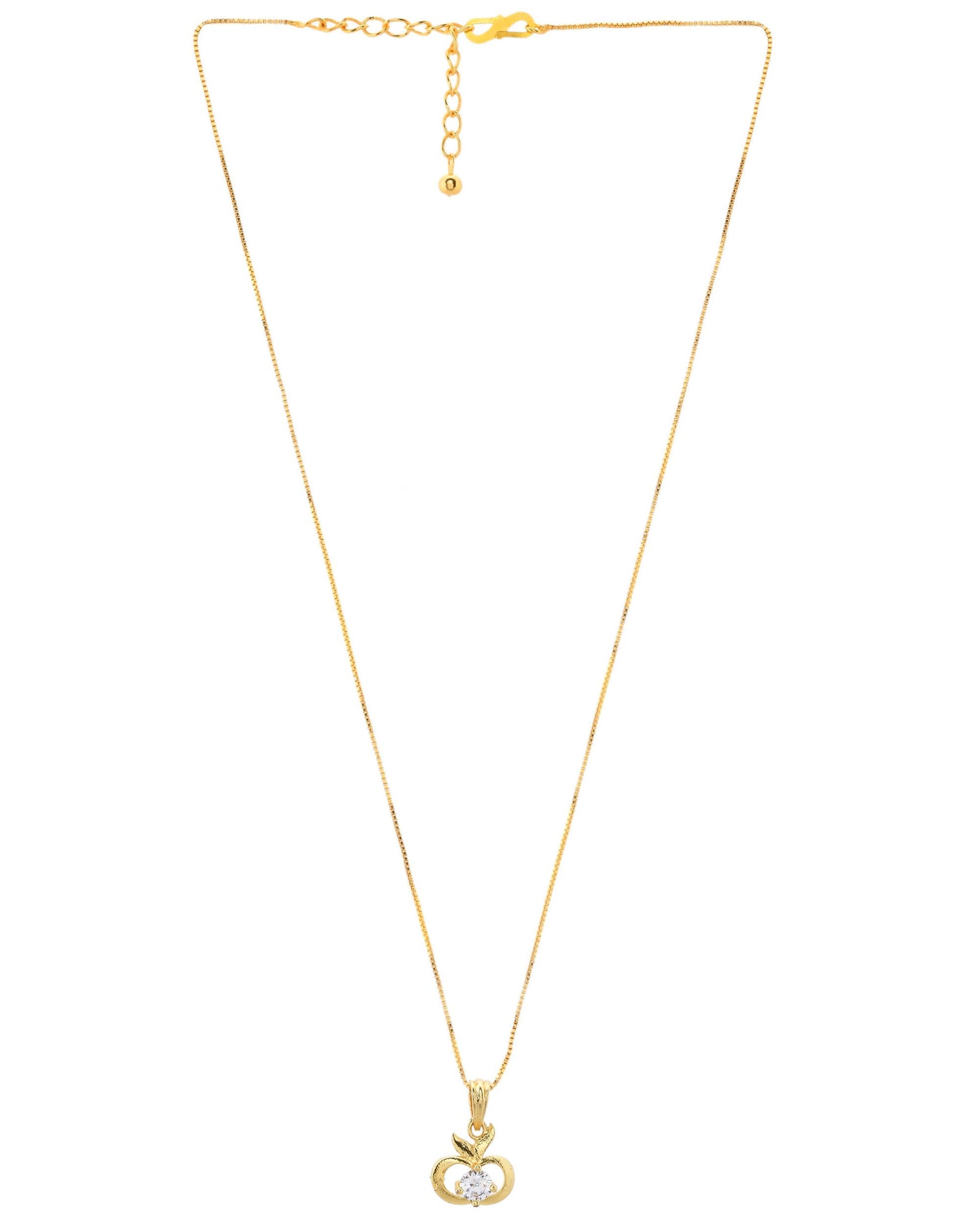 VOJ Gold-Polished Swan Shaped Ad Studded Pendant With Chain - Swadesiicart