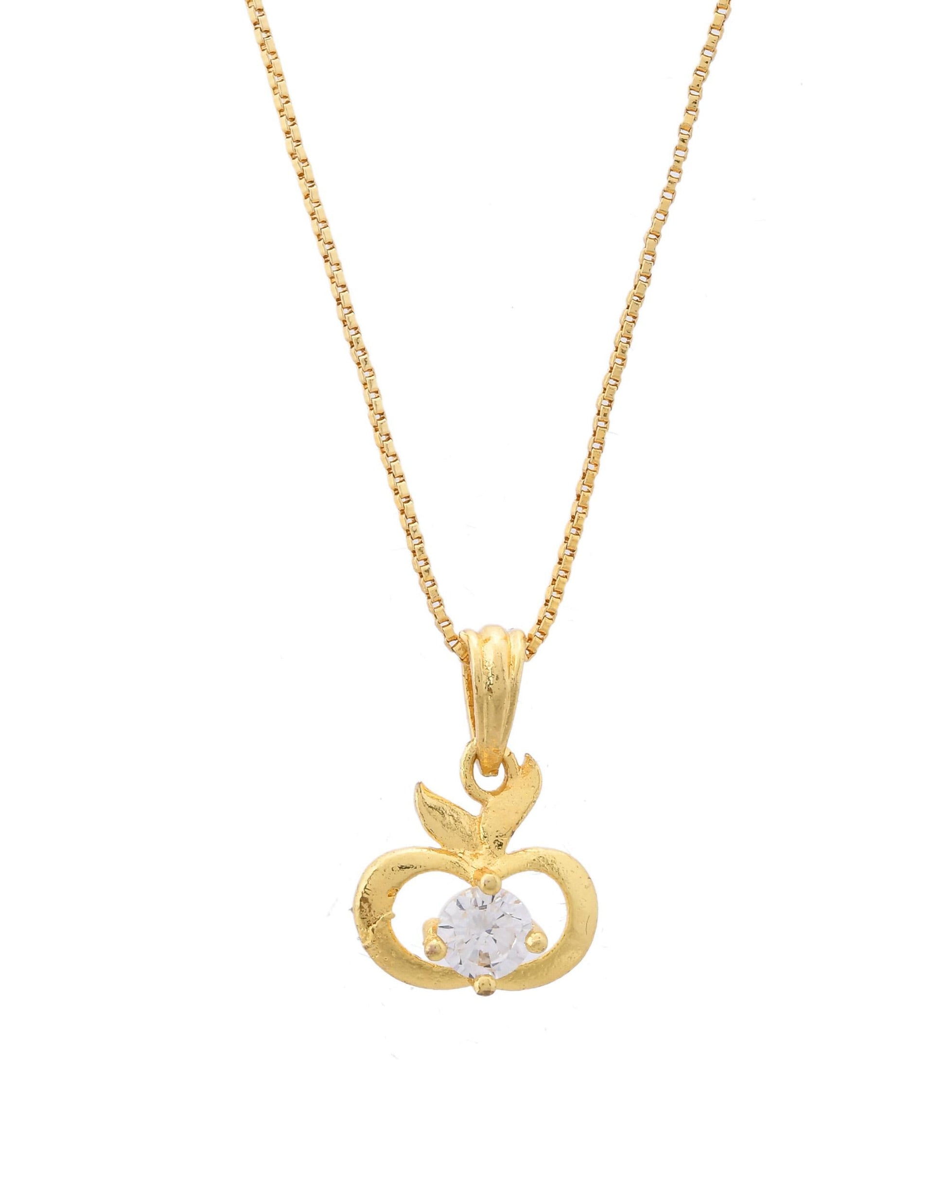 VOJ Gold-Polished Swan Shaped Ad Studded Pendant With Chain - Swadesiicart