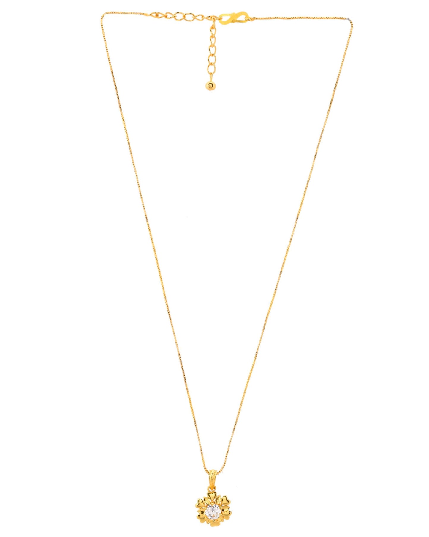 VOJ Gold-Polished Apple Shaped Ad Studded Pendant With Chain - Swadesiicart