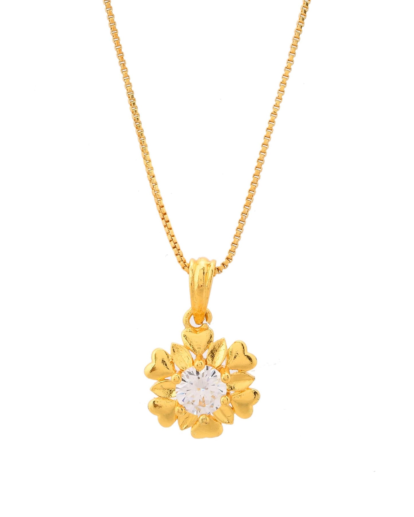 VOJ Gold-Polished Apple Shaped Ad Studded Pendant With Chain - Swadesiicart