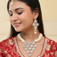 VOJ Gold-Polished Stone With White Beaded Long Jewellery Set - Swadesiicart