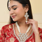 VOJ Gold-Polished Stone With White Beaded Long Jewellery Set - Swadesiicart