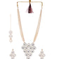 VOJ Gold-Polished Stone With White Beaded Long Jewellery Set - Swadesiicart