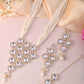 VOJ Gold-Polished Stone With White Beaded Long Jewellery Set - Swadesiicart