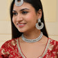 VOJ Silver Plated Stone Studded Jewellery Set With Maang Tikka - Swadesiicart