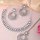 VOJ Silver Plated Stone Studded Jewellery Set With Maang Tikka - Swadesiicart
