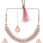 VOJ Gold-Polished Stone And White Beaded Choker Jewellery Set With Maang Tikka | Swadesiicart